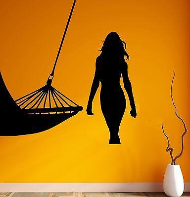 Wall Sticker Vinyl Decal Hot Sexy Girl Silhouette Relax Beach Hammock Unique Gift (ig1864)