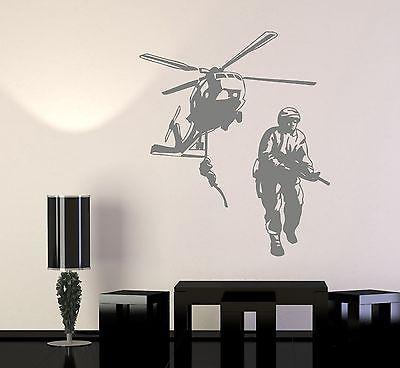 Wall Vinyl Helicopter Soldier Marine Guaranteed Quality Decal Unique Gift (z3440)