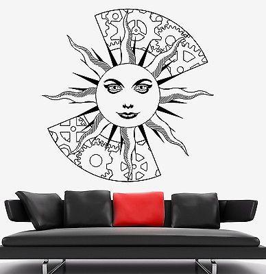 Wall Decal Sun Space Wheel Gear Ornament Tribal Mural Vinyl Decal Unique Gift (z3176)