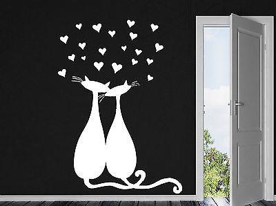 Wall Vinyl Sticker Decal Romantic Love Cats Heart Hugs Decor Unique Gift (n105)