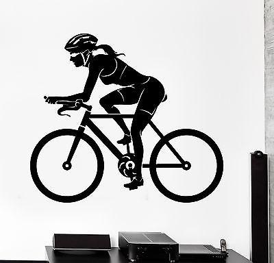 Wall Sticker Sport Bike Bicycle Woman Female Cyclist Vinyl Decal Unique Gift (z3004)