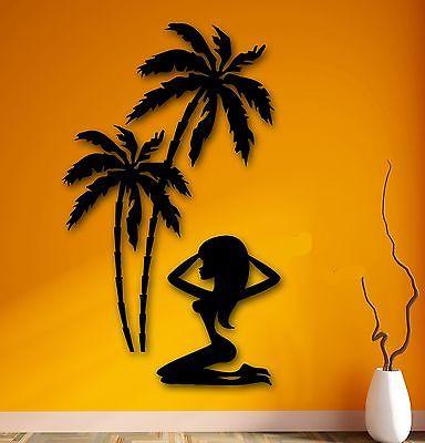 Wall Sticker Vinyl Decal Hot Sexy Girl Relax Tropical Palm Beach Unique Gift (ig1826)