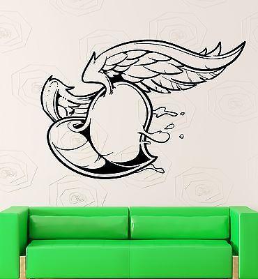 Wall Sticker Vinyl Decal Heart with Wings Love Romantic Bedroom Decor Unique Gift (ig1844)