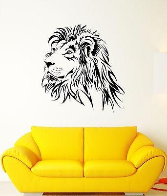 Wall Decal Lion Mane Predator Animal Head King Roar Cat Vinyl Stickers Unique Gift (ed163)