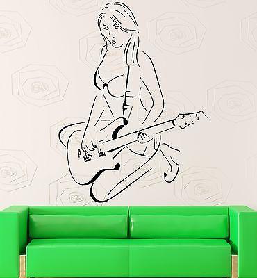 Wall Sticker Vinyl Decal Rock Girl Teen With Guitar Pop Music Decor Unique Gift (z1039)