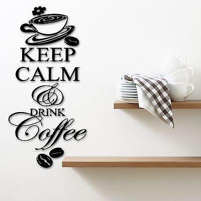 Wall Stickers Vinyl Decal Kitchen Quote Keep Calm and Drink Coffee Unique Gift ig1402