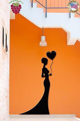Wall Stickers Vinyl Decal Lady With Heart Baloon Hot Girl Teen Unique Gift (z1727)