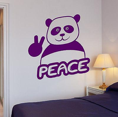 Wall Stickers Funny Panda Peace Hippie Pacifism Art Mural Vinyl Decal Unique Gift (ig2030)
