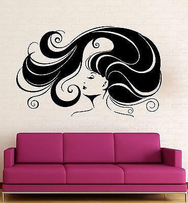Hair Wall Decal Beauty Salon Stickers Decals Vinyl Hair Girl Woman Decor MN736