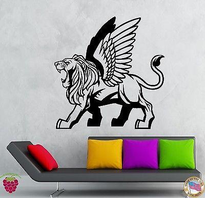 Wall Stickers Vinyl Decal Flying Lions With Wings Animal Decor  Unique Gift (z1960)