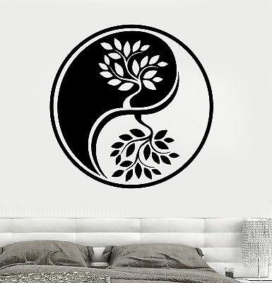 Wall Vinyl Sticker Yin Yang Circle Trees Om Meditation Yoga Studio Decor Unique Gift (z2903)