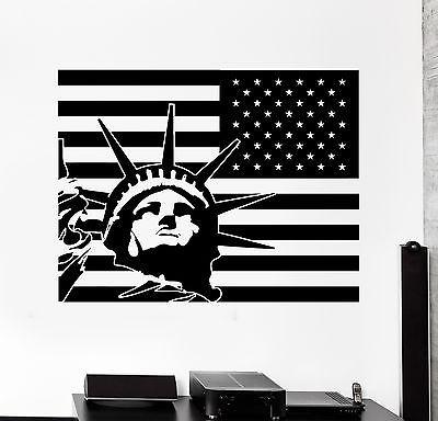 Wall Vinyl USA Flag Statue Of Liberty New York Cool Decal Unique Gift (z3422)