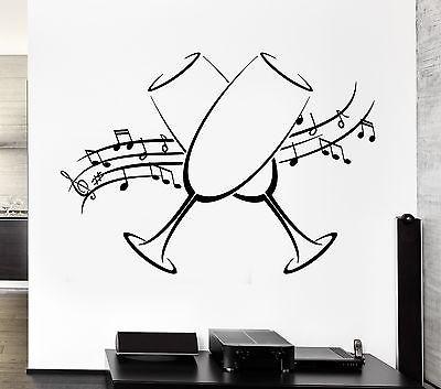 Vinyl Decal Wall Stickers Glasses Holiday Music Notes Kitchen Decor Unique Gift (ig2561)