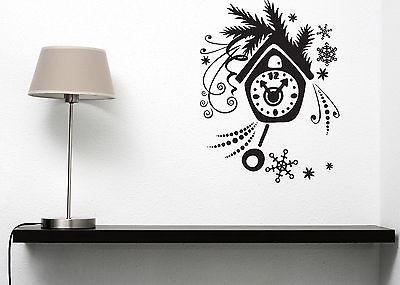Wall Vinyl Sticker Decal Pendulum Clock Dial Snowflakes Spruce Branch Unique Gift (n029)