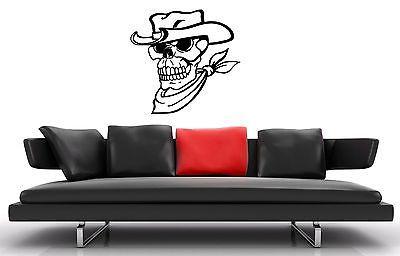 Wall Stickers Vinyl Decal Skeleton Skull Cowboy Hat Death ig1367