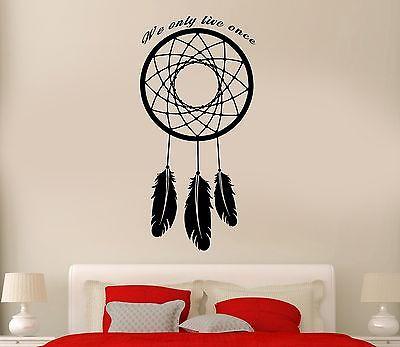 Wall Decal Dream Catcher Dreamcatcher Amulet Quote We Only Live Once Unique Gift (z2787)
