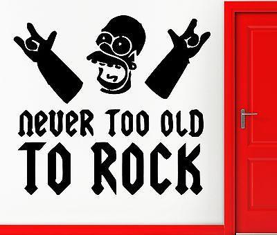 Wall Stickers Vinyl Decal Music Funny Never Too Old To Rock Decor Unique Gift (z2360)