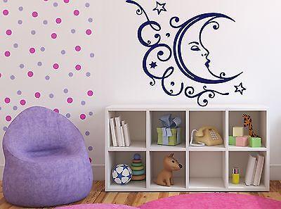 Wall Vinyl Sticker Decal Sleeping Moon Stars Clouds Relaxation Vacation Unique Gift (n211)