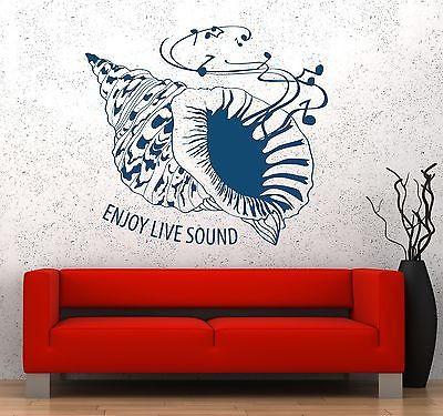 Wall Vinyl Music Seashell Sea Enjoy Sound Guaranteed Quality Decal Unique Gift (z3549)