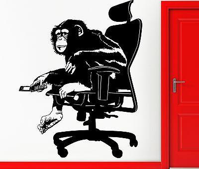 Wall Stickers Vinyl Decal Monkey Boss In A Chair Apes Animals Decor Unique Gift (z2313)