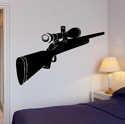 Wall Decal Hunt Hunting Sniper Rifle Cool Art For Living Room Unique Gift (z2626)