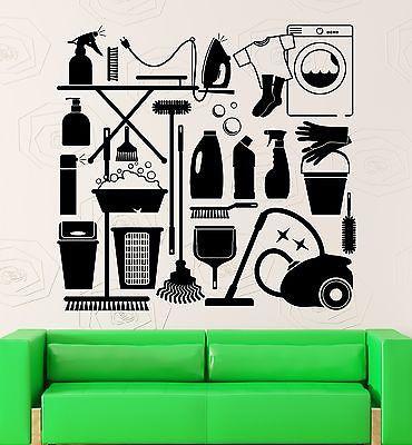 Wall Decal Cleaning Laundry Room Washing Housewife Housekeeper Vinyl Unique Gift (ig2546)