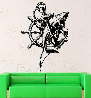 Wall Stickers Vinyl Decal Shark Fish Ship Anchor Man Ocean Marine Decor Unique Gift (z2203)