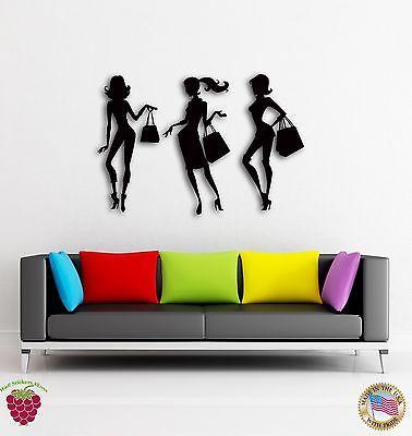 Wall Sticker Girls Go Shopping Fashion Models Cool Decor For Living Room  Unique Gift z1446