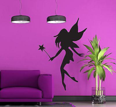 Wall Sticker Vinyl Decal Little Fairy With Wings and a Magic Wand Unique Gift (n127)