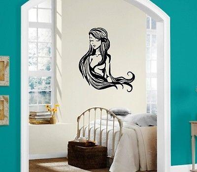Wall Stickers Vinyl Decal Naked Hot Sexy Girl Beautiful Long Hair Unique Gift ig1114