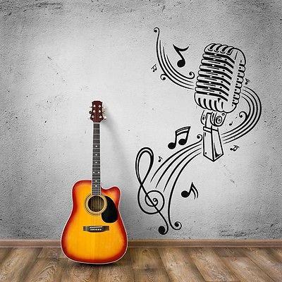 Wall Stickers Vinyl Decal Music Sheet Microphone Great Decor Karaoke Unique Gift (ig377)