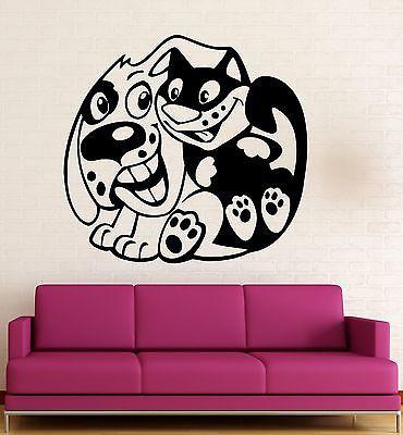 Wall Stickers Vinyl Decal Dog Cat Friendship For Kids Baby Room Positive Unique Gift (ig697)