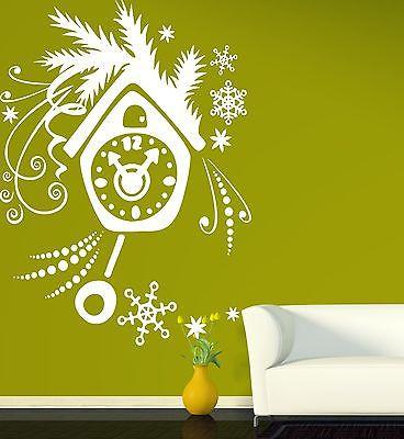 Wall Vinyl Sticker Decal Pendulum Clock Dial Snowflakes Spruce Branch Unique Gift (n029)