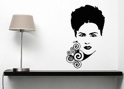 Wall Sticker Vinyl Decal Beautiful Female Face Eyes Eyebrows Lips Circle Unique Gift (n036)