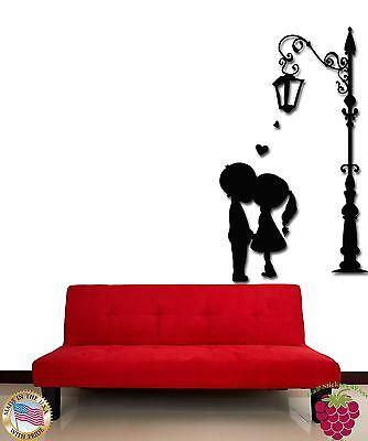Wall Stickers Vinyl Decal Kissing Couple Behind A Lantern Love Romantic Unique Gift (z1760)