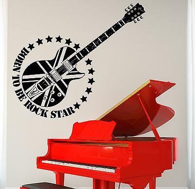 Wall Vinyl Music Guitar Rock Star England Flag Guaranteed Quality Decal Unique Gift (z3496)