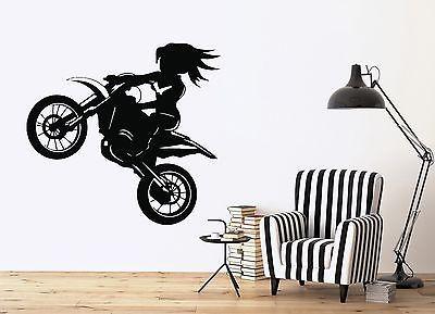 Wall Vinyl Sticker Decor Motorbike Girl Biker Speed Banked Emotions Unique Gift (n239)