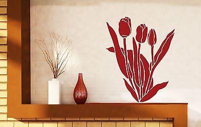 Wall Vinyl Sticker Decal Gift Bouquet of Tulips Beautiful Spring Flowers Unique Gift (n330)
