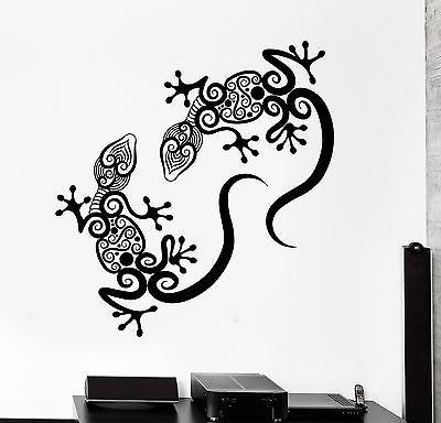 Wall Decal Gecko Lizard Animal Ornament Tribal Mural Vinyl Decal Unique Gift (z3314)