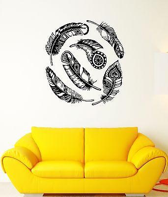 Wall Decal Plumage Bird Symbolism India Krishna Mural Vinyl Stickers Unique Gift (ed039)