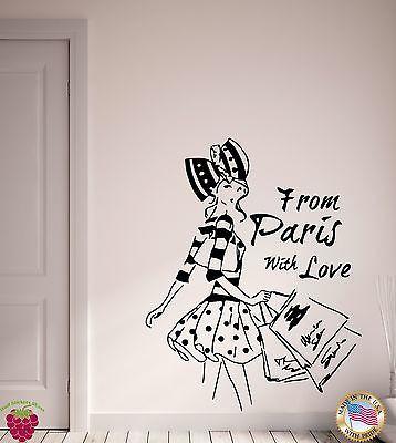 Wall Stickers Vinyl Decal From Paris with Love Pretty French Fashion Unique Gift (EM508)