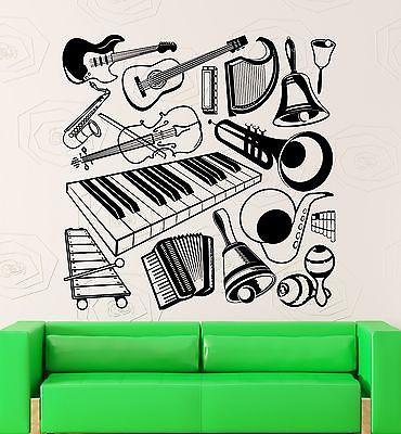 Wall Stickers Vinyl Decal Music Musical Instruments Guitar Piano Decor Unique Gift (ig1831)