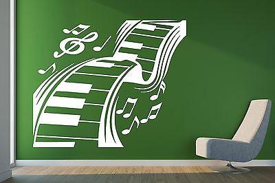 Wall Vinyl Sticker Decal Music Keyboard Keys Music Notes Treble Clef Unique Gift (n193)