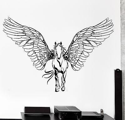 Wall Vinyl Horse Wings Pegasus Mustang Mural Vinyl Decal Unique Gift (z3379)