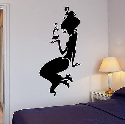 Wall Stickers Silhouette Woman Coffee Kitchen Cafe Mural Vinyl Decal Unique Gift (ig1962)