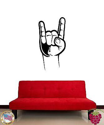 Vinyl Decal Wall Stickers Rock-n-Roll Forever Rock Fingers Sign of The Horn (z1638)