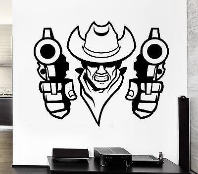 Wall Decal Bandit Cowboy Robber Revolver Hat East Duel Vinyl Stickers Unique Gift (ed072)