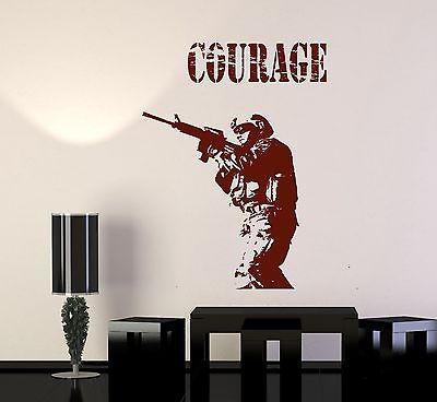 Wall Vinyl Army Soldier War Courage Guaranteed Quality Decal Unique Gift (z3460)