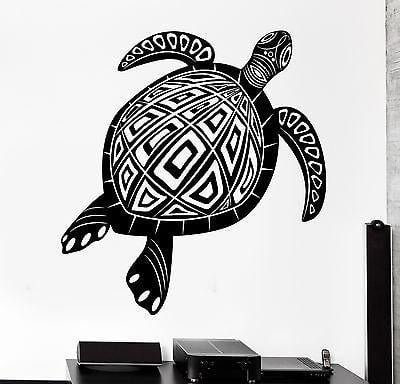 Wall Decal Animal Turtle Tortoise Ornament Tribal Mural Vinyl Decal Unique Gift (z3174)
