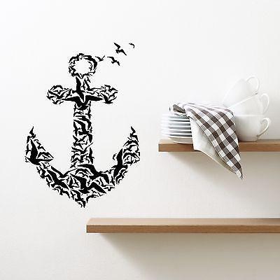 Vinyl Decal Anchor Birds Sea Nautical Marine Sailor Art Mural Wall Stickers Unique Gift (ig2000)
